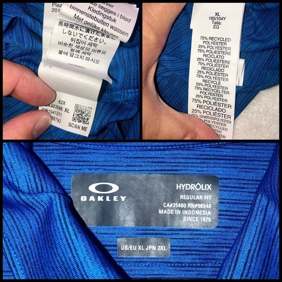 Oakley🏌🏼‍♂️⛳️Polo Mens XL Blue and Black, Worn Once, Practically New, Hydrolinx. - Picture 3 of 16